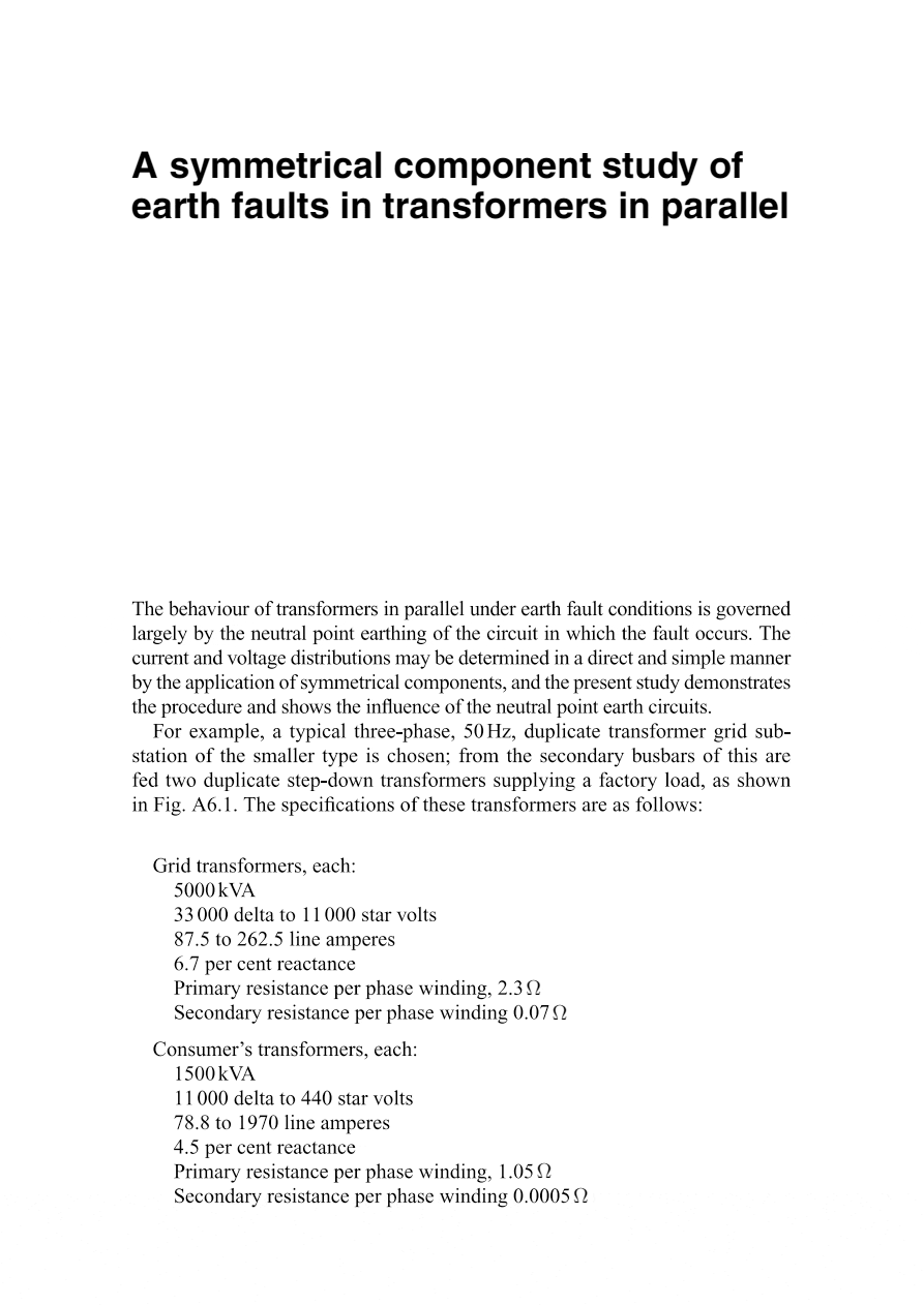 A symmetrical component study of earth faults in transformers in parallel