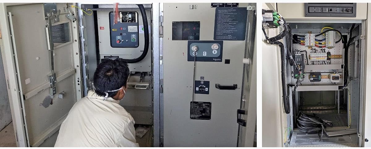 MV switchgear cubicle (Left) and LV switchgear cubicle (right) inspection