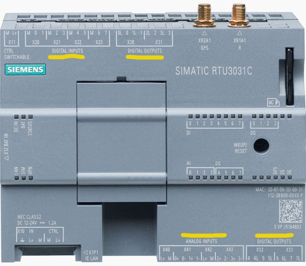 Remote terminal unit: inputs/outputs (Siemens Simatic RTU3030C RTU)