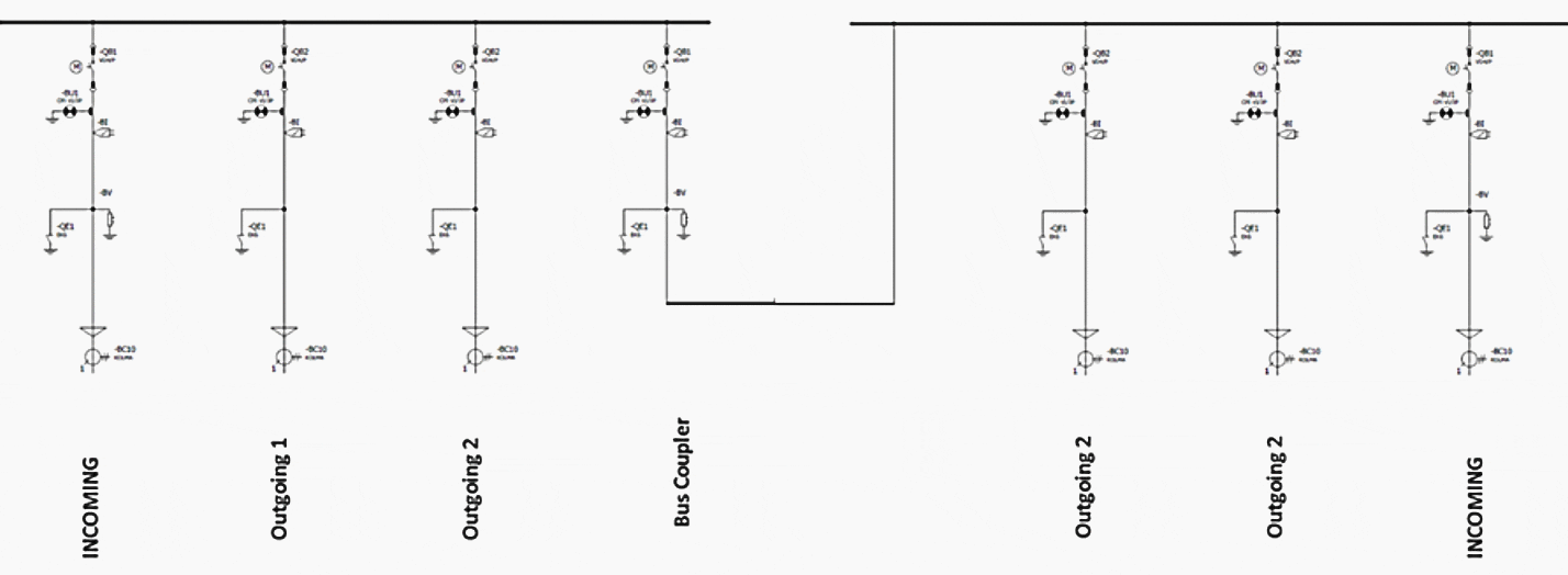 Typical substation configuration for MV air-insulated switchgear