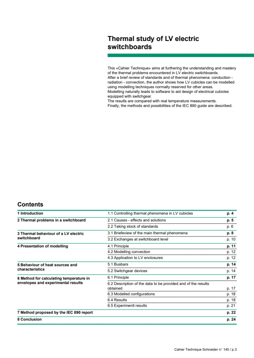 Thermal study of LV electric switchboards