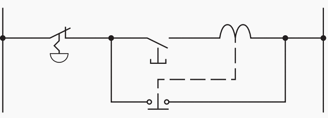 Conventional layout of supply to a relay with switch-off priority