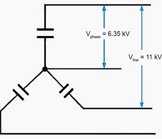 Ungrounded star connection of capacitor bank