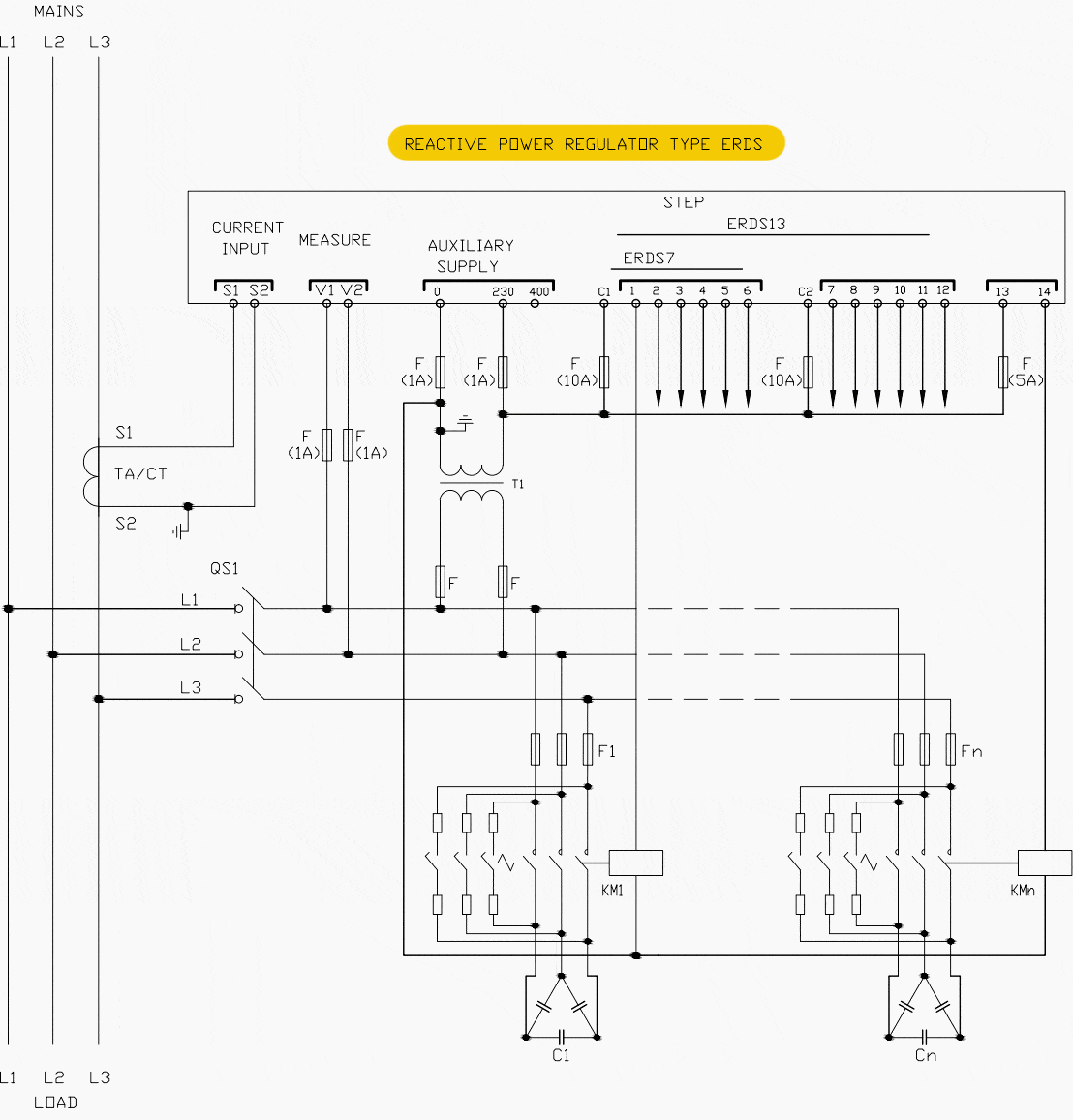 Power Factor Regulator's Wiring Diagram