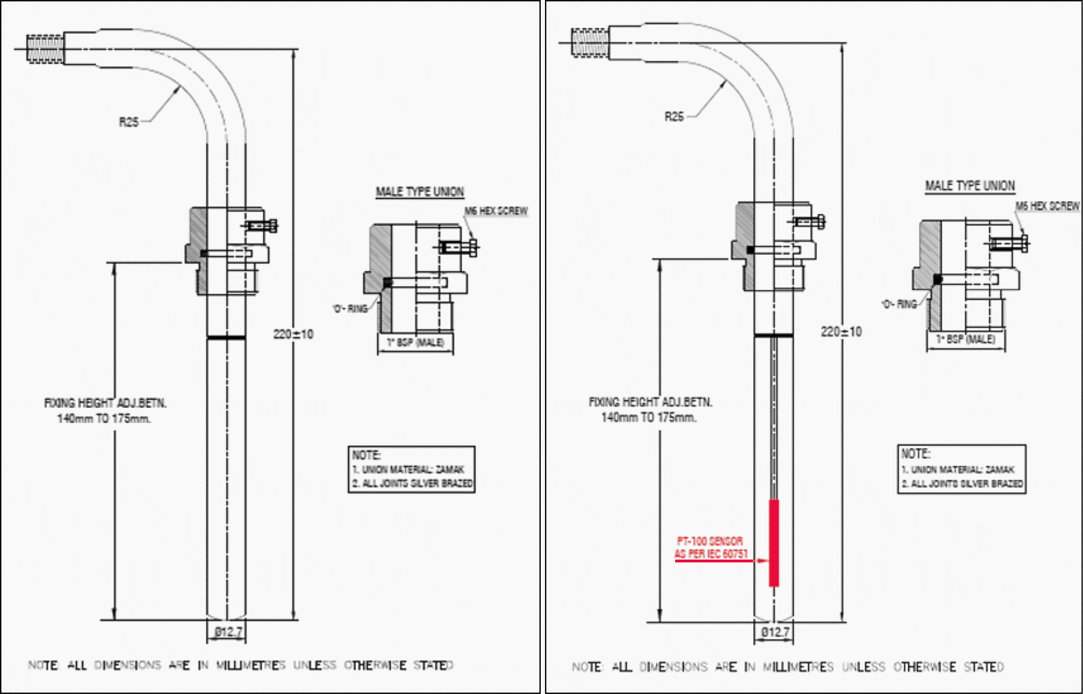 Bulb fitting arrangement for Variant 1 and 2