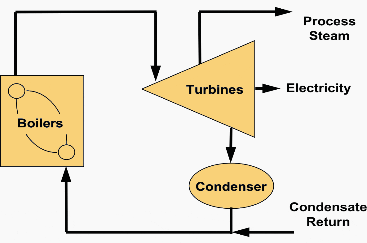 Steam cogeneration system diagram