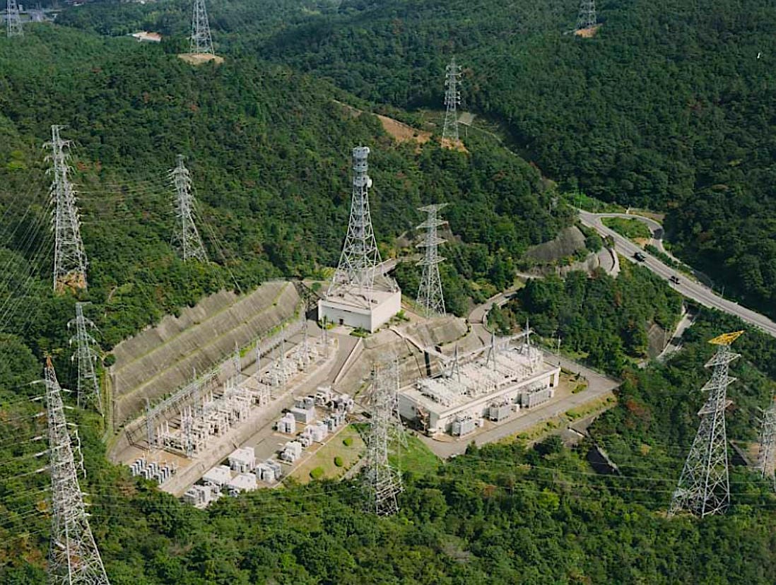 275/154/77kV stepped substation constructed on a mountain