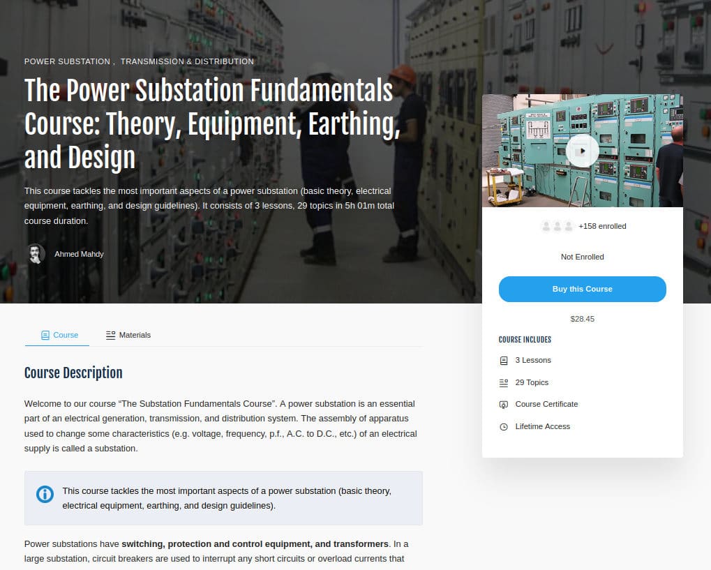 The Power Substation Fundamentals Course: Theory, Equipment, Earthing, and Design
