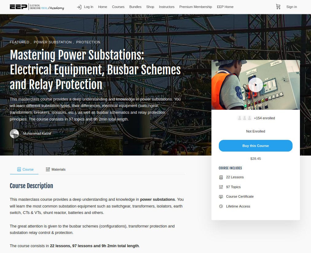 Mastering Power Substations: Electrical Equipment, Busbar Schemes and Relay Protection