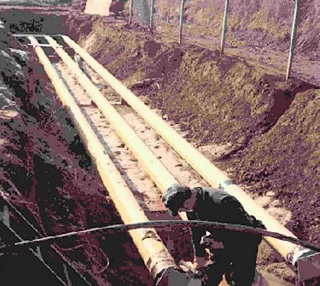 Single-phase insulated bus duct single system directly buried with a horizontal angle element