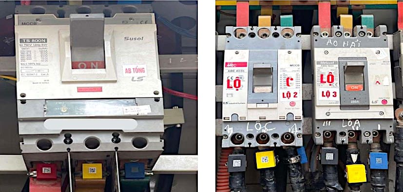 Installed wireless sensors on LV circuit breakers
