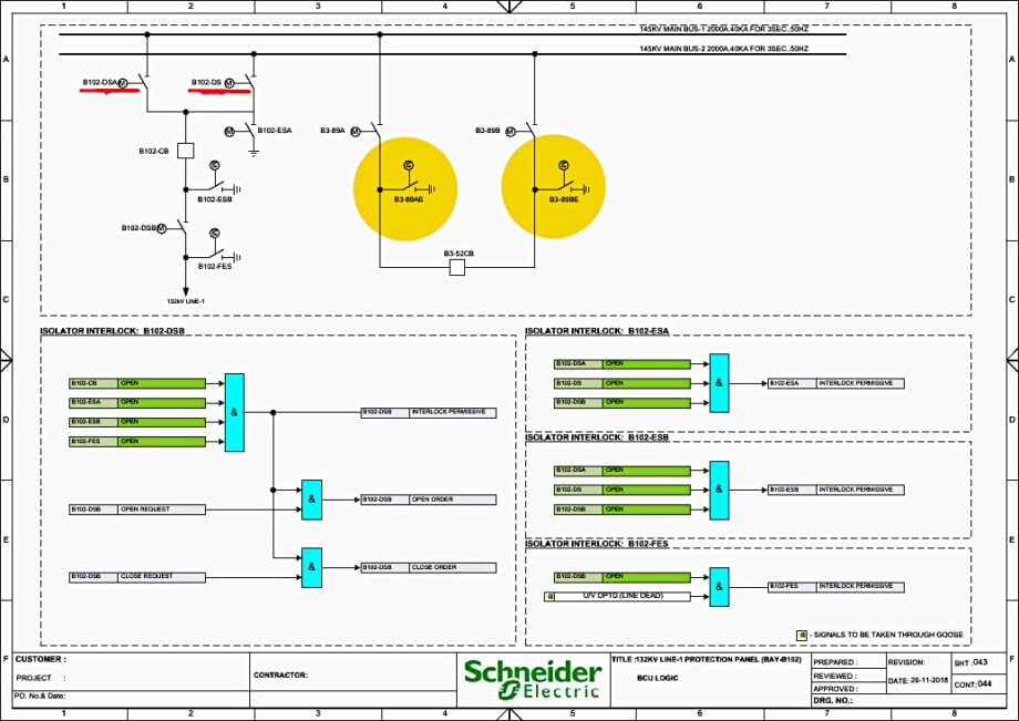 Technical Analysis of BCU Logic in 132kV Line Protection Panel Schematics (Bay-B102)