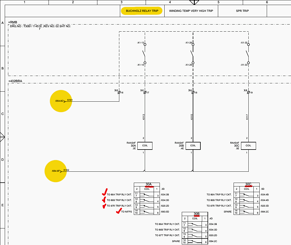 Buchholz Relay-1 Trip Circuit (Relay 30A)