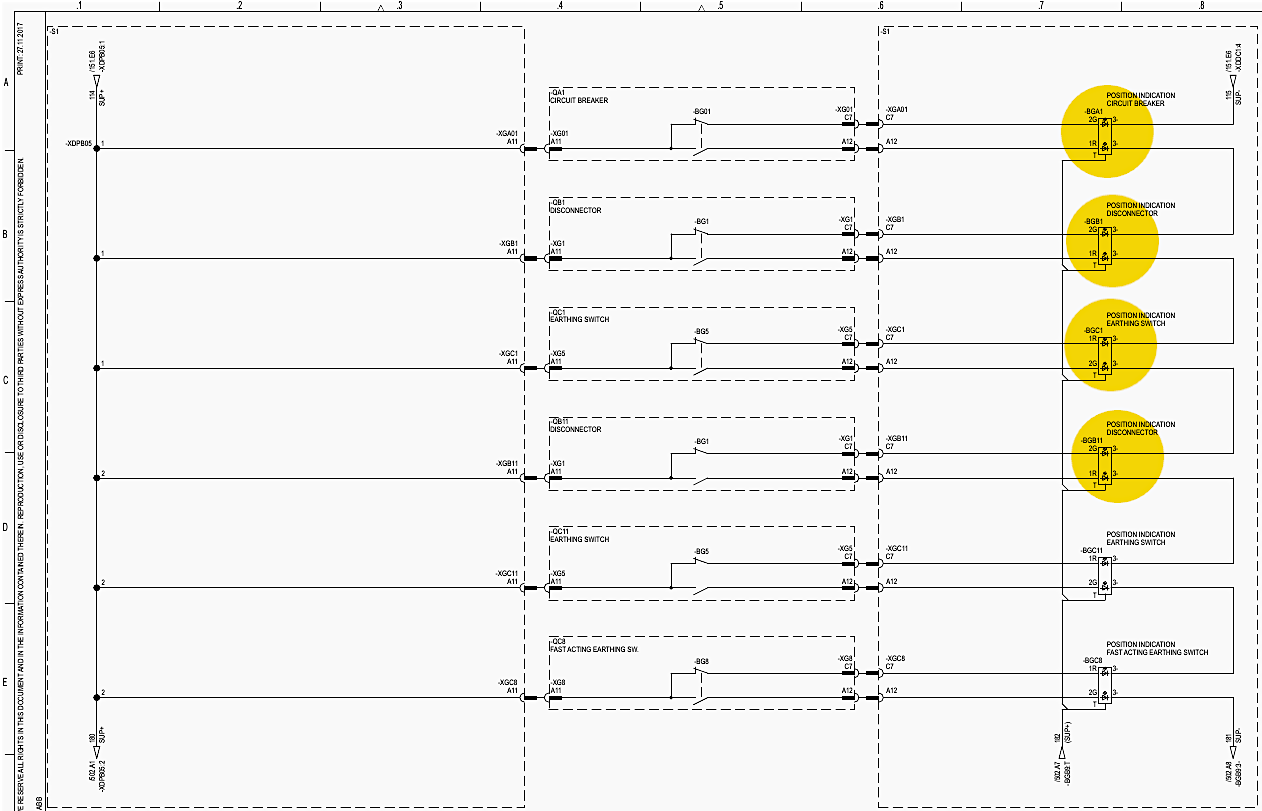 How the mimic board LEDs are illuminated (Sheet 501)