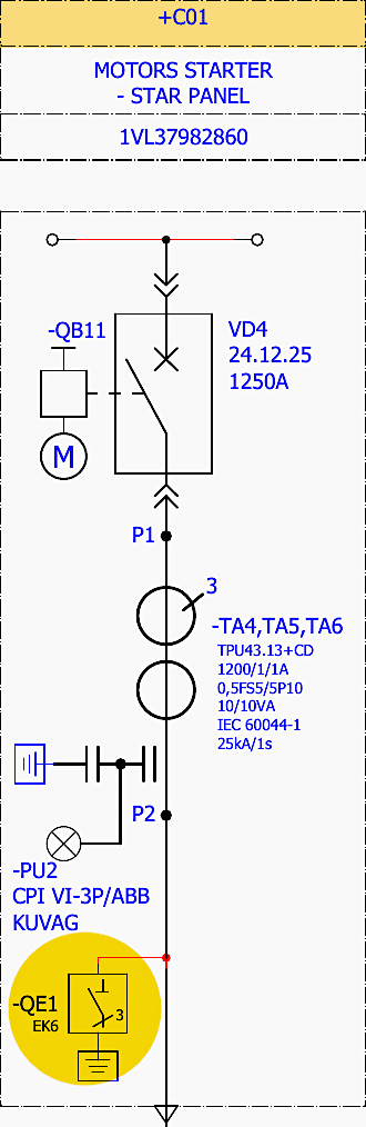 EK6 Earthing Switch in +C01 panel