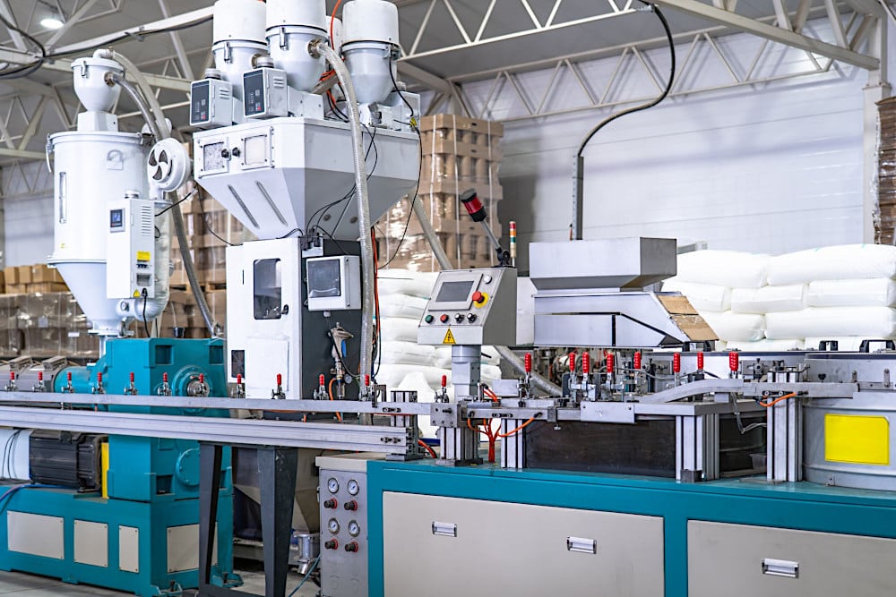 Typical plastic extrusion production line