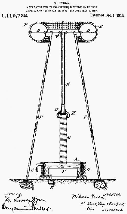 Apparatus for transmitting Electrical Energy by Nikola Tesla