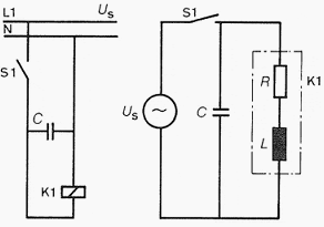 When the control contact switches off the cable to the contactor, the capacitance of the line causes at most a slight drop-off delay.