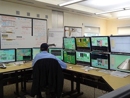 The control room at Columbia Boulevard Wastewater Treatment Plant