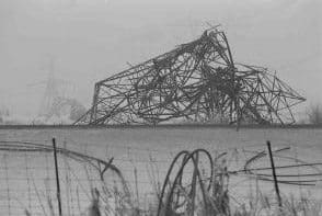 Figure 1: Damage to overhead line by ice accumulation in 1998