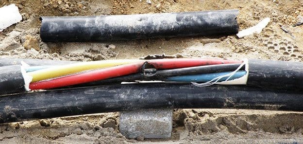 Damaged underground electrical cable