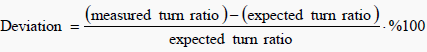 Deviaton of the transformer from real turn ratio