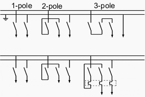 Examples of diagrams for poles connected in series