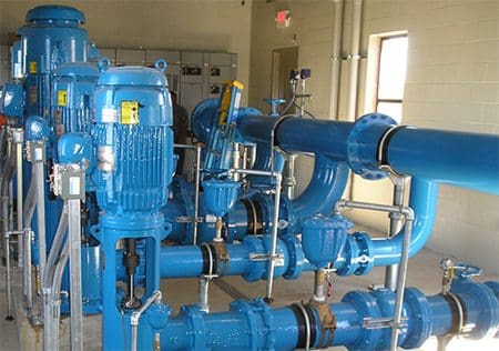 Twin 3,500 gpm drinking water and fire protection pumping systems