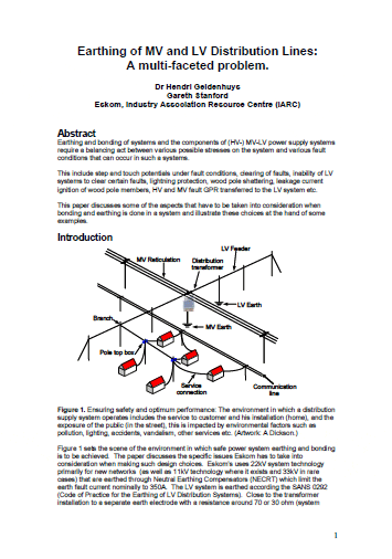 Earthing of MV and LV Distribution Lines