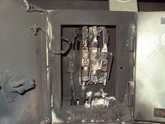 An example of electrical equipment failure