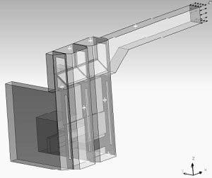 Fig. 2: CFD model of a system of two GHA single busbar functional units with a pressure relief channel