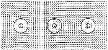 Figure 2 - Magnetic flux density distribution around the three phase enclosures in a GIS bus-duct