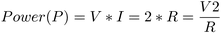 Formula - power dissipation of any resistor