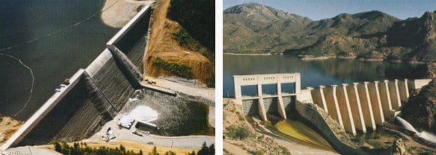 Examples of gravity (RCC) and buttress dams 