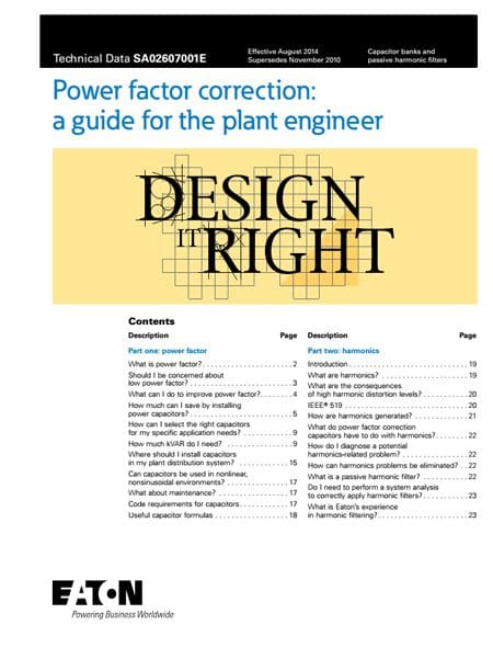 A guide to power factor correction for the plant engineer