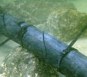 Installed underwater sea submarine cable