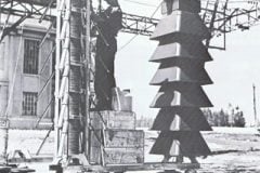 Lightning arrestors being installed at Kingston sub-station in 1928. Photo: ACTEA.