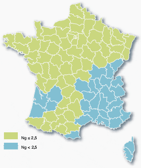 Lightning density Ng in France