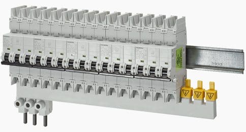 Miniature circuit breakers mounted on DIN rail