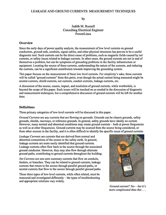 Measurement techniques of leakage and ground currents