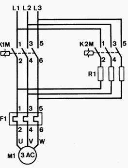 Motor starting via series-connected resistors