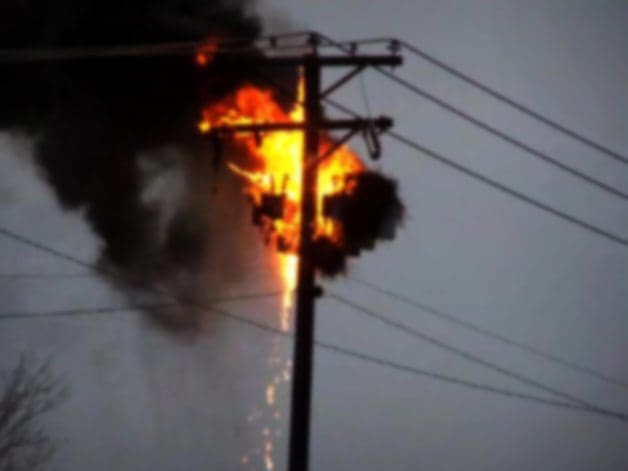 Image result for pole top transformer on fire