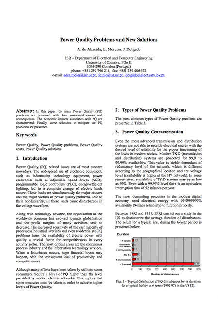 Power Quality Problems and New Solutions