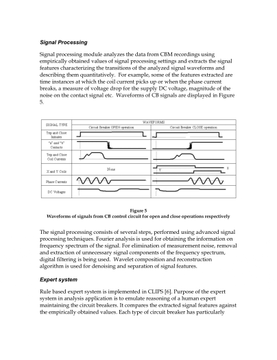 Real-time Monitoring and assessment of CB operations for diagnostics and control applications