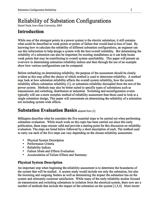 Reliability of Substation Configurations