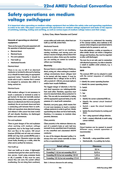 Safety operations on medium voltage switchgear