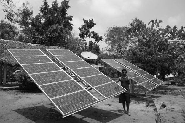 Solar panels powering a rural cultural and drama centre