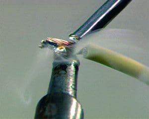 Correctly soldering electrical connection to an electrical wire.