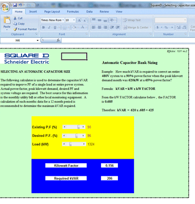 SquareD – Selecting capacitor size