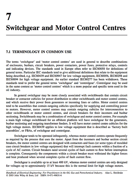 Switchgear and Motor Control Centres